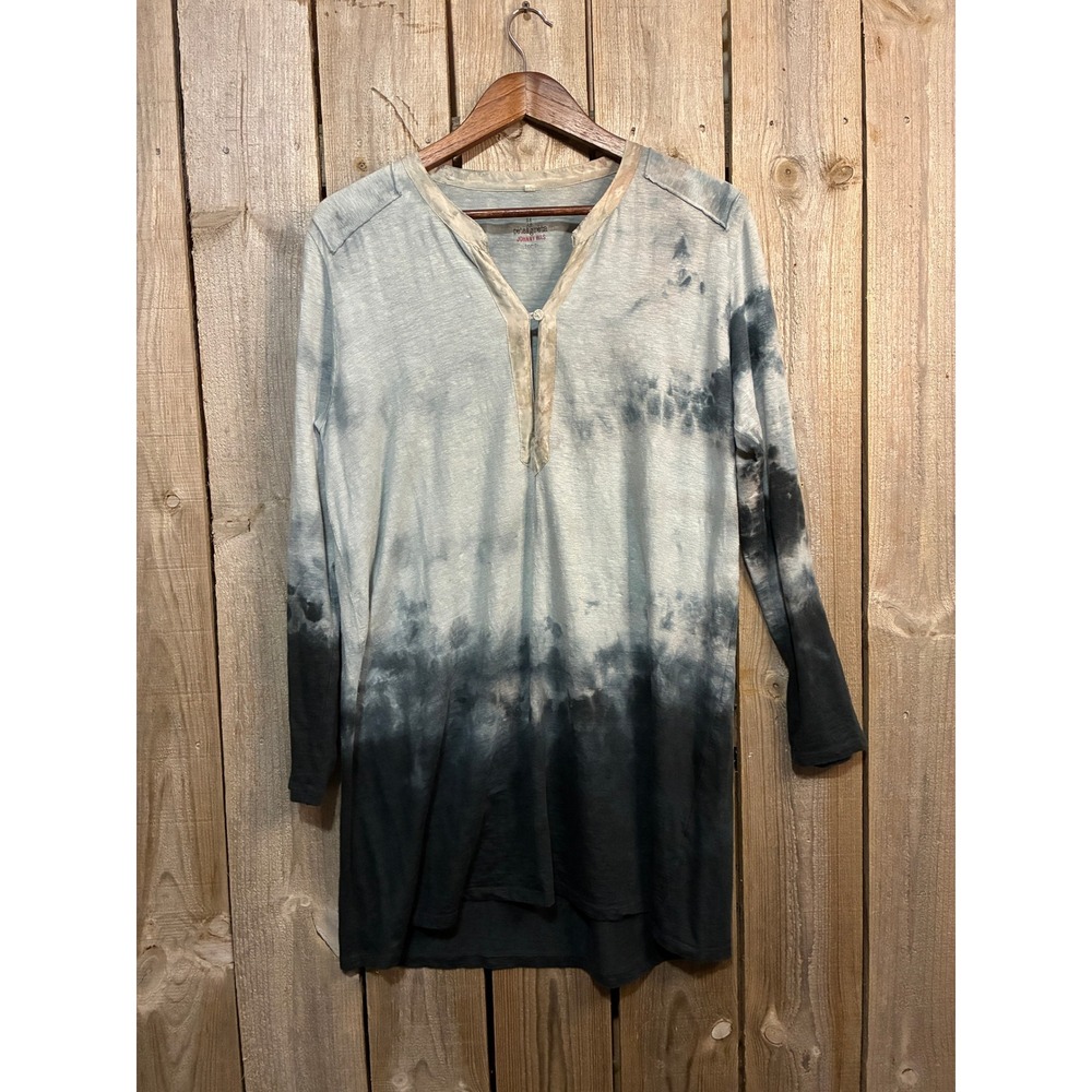 Pete & Greta Johnny Was Blue Black Ombre Tie Dye Linen Tunic Top P61984 Medium